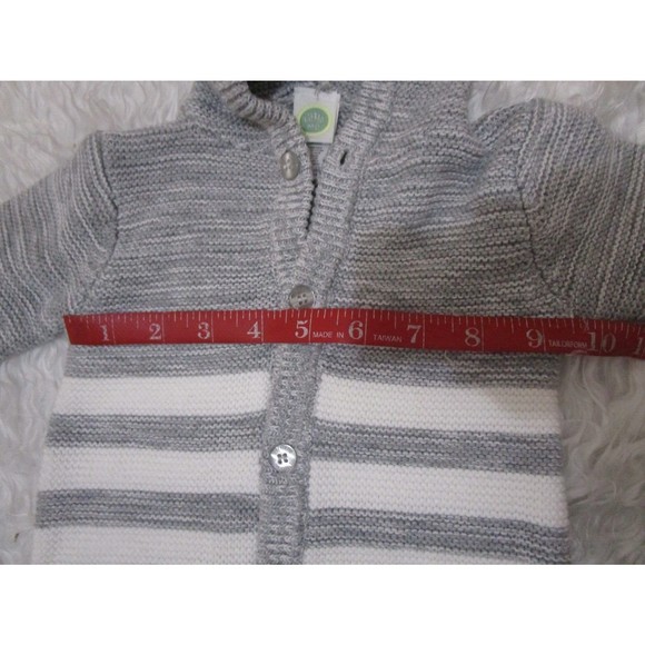 Little Me Marled Hooded Coverall grey and white stripes beautiful knit 6M - Picture 2 of 14